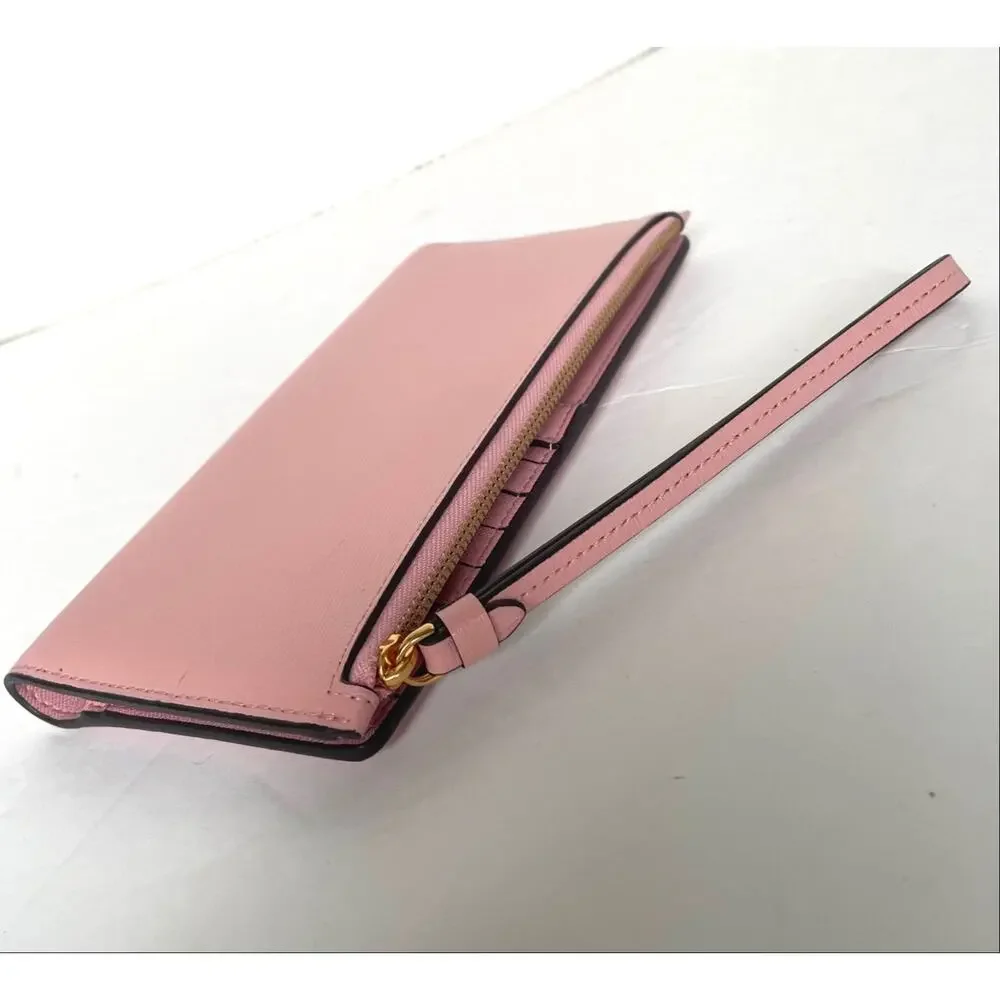 Kate Spade Morgan Pink Dune Leather Continental Wristlet Wallet